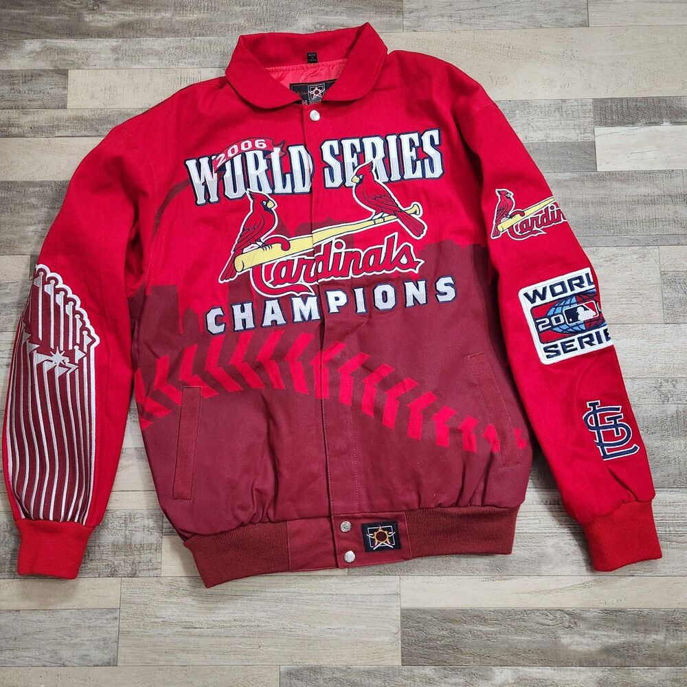 St Louis Cardinals 2006 World Champs Jacket Size M Red Jeff Hamilton MLB Vintage